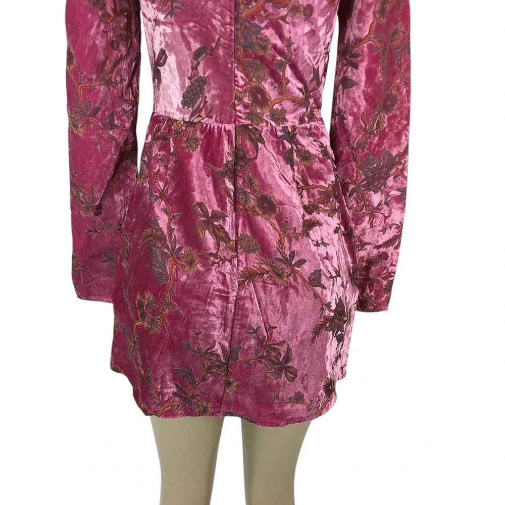 NWT Lulus Pink Floral Velvet‎ Burnout Bustier Mini Dress Size S Y2K Party Club